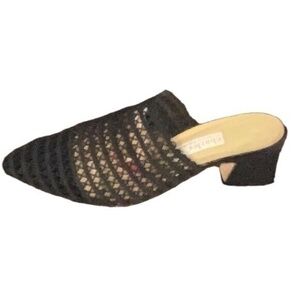 Charles David Taupe Black Mesh Net Leather Mule Heels Size 10